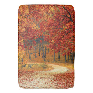 autumn in the forest bath mat