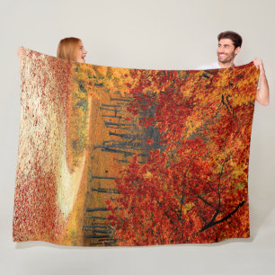 autumn in the forest fleece blanket