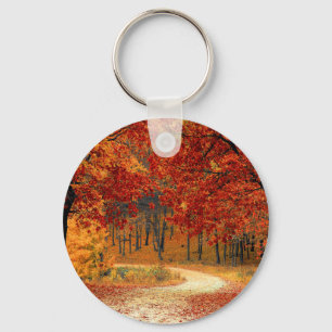 autumn in the forest key ring