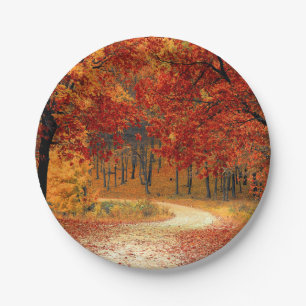 autumn in the forest paper plate
