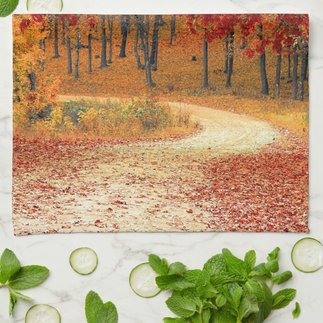 autumn in the forest tea towel (Folded)