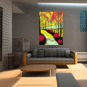 autumn in the park AI Art Poster