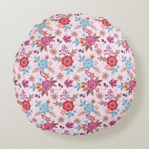 Autumn Inspired Roses - Pattern Print Round Pillow