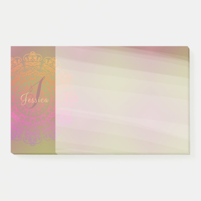 Autumn into Winter Mandala Monogram Post-It Notes (Front)