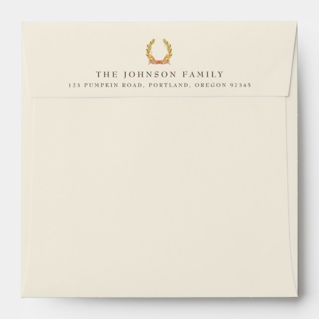 Autumn Invitation Envelope Liner Floral Wreath (Back (Top Flap))