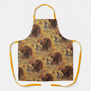 Autumn Irish Setter and Pheasant Hunting Art Apron