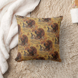 Autumn Irish Setter and Pheasant Hunting Art  Cushion