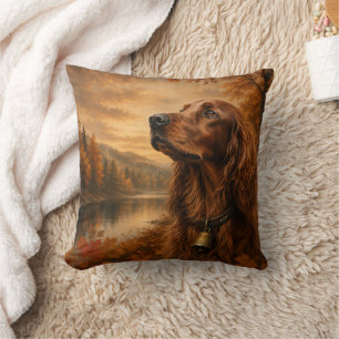 Autumn Irish Setter – Rustic Hunting Dog Art Cushion