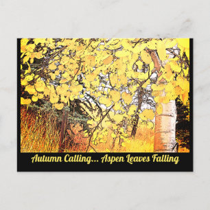 Autumn is Calling... Aspen Leaves are Falling.   C Postcard