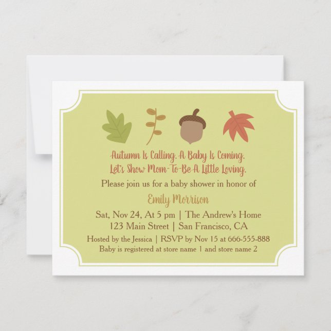 Autumn Is Calling, Fall Baby Shower Invitation (Front)