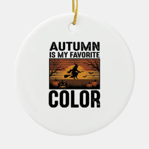 Autumn Is My Favourite Colour Halloween Witch Desi Ceramic Ornament
