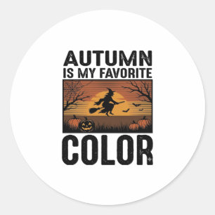 Autumn Is My Favourite Colour Halloween Witch Desi Classic Round Sticker