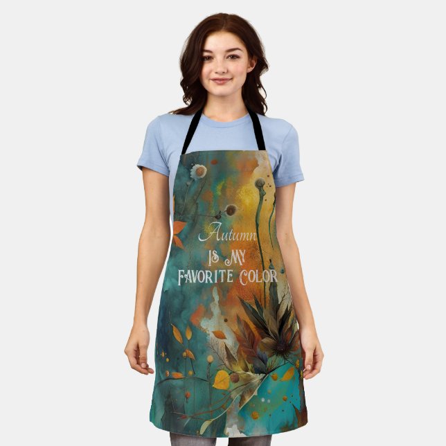 Autumn Is My Favourite Colour Rust Gold Abstract Apron (Worn)