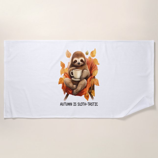 Autumn is Sloth Tastic Beach Towel (Front)