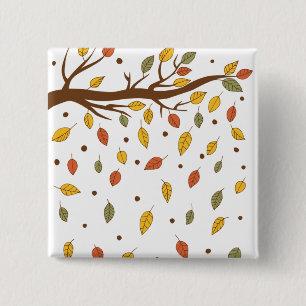 autumn isolated blade branch 15 cm square badge