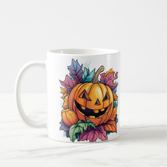 Autumn Jack-o'-Lantern Coffee Mug (Left)
