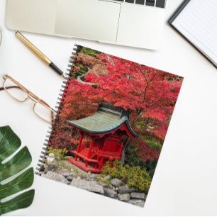 Autumn Japanese Garden Red Tea House Notebook