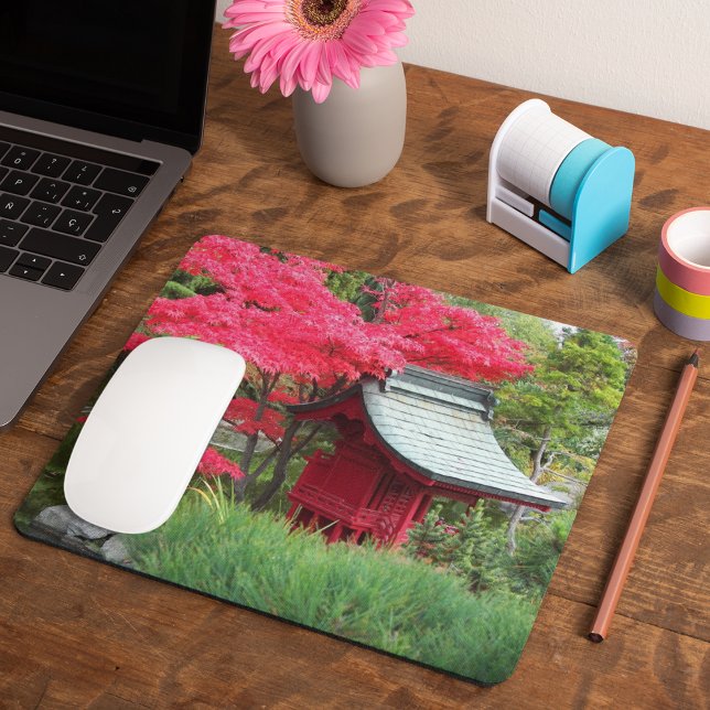 Autumn Japanese Garden Scene Mouse Pad (In Situ)