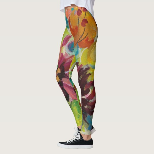 Autumn Joy Flowers Leggings (Left)