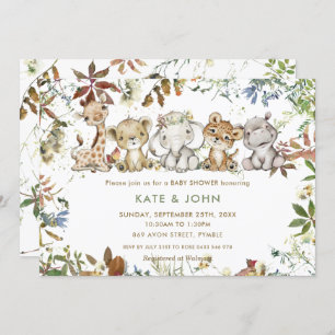 Autumn Jungle Animals Gender Neutral Baby Shower Invitation