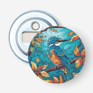 Autumn Kingfisher Button Bottle Opener