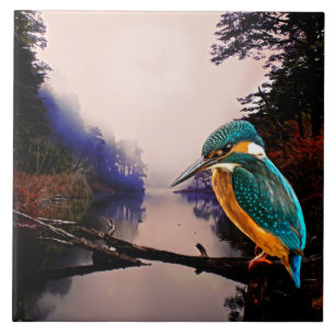 Autumn Kingfisher Ceramic Tile
