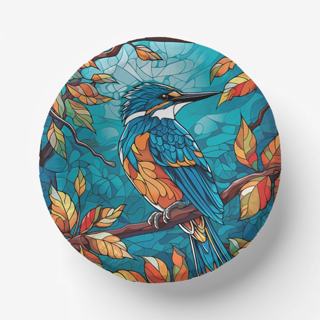 Autumn Kingfisher Paper Bowls Plate (Front)