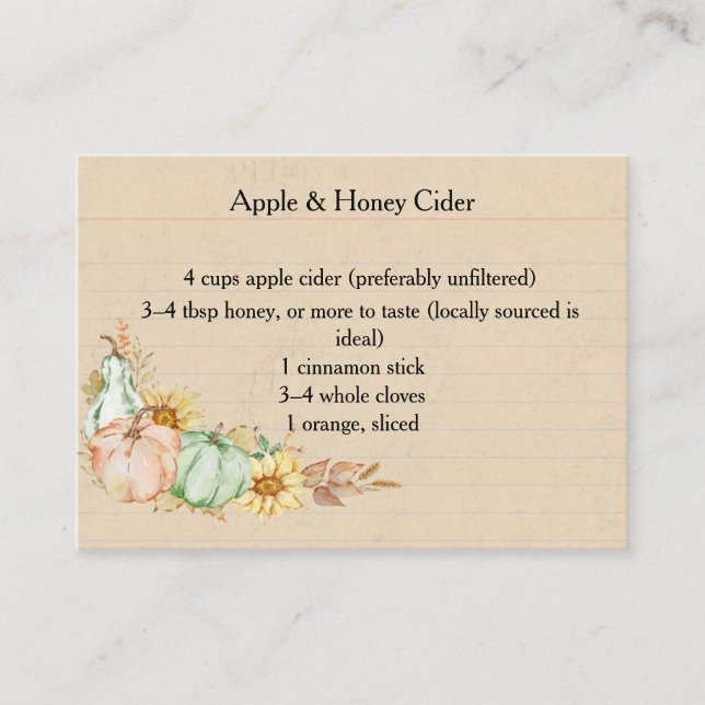 Autumn Kitchen Witch Bulk Recipe Cards (Front)