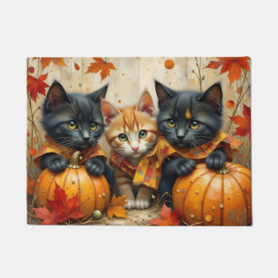 Autumn Kittens Pumpkins and Foliage Doormat