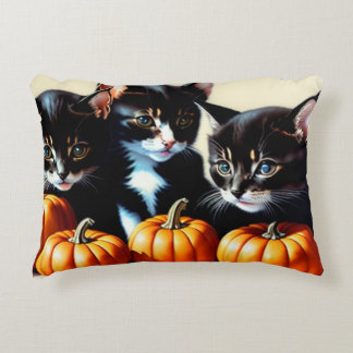 Autumn Kittens with Pumpkins Decorative Cushion