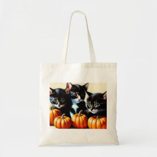 Autumn Kittens with Pumpkins Tote Bag