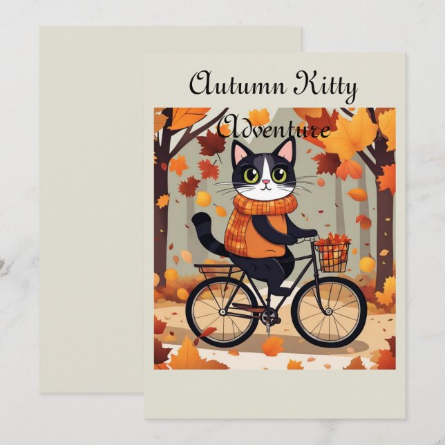 Autumn Kitty Adventure Thank You Card (Front/Back)