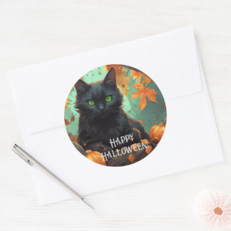 Autumn Kitty Classic Round Sticker