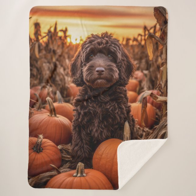 Autumn Labradoodle Sherpa Blanket (Front)