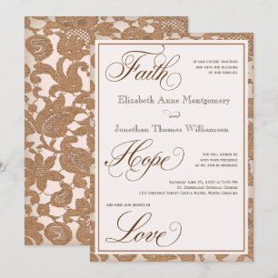 Autumn Lace Faith Hope Love Wedding Invitation