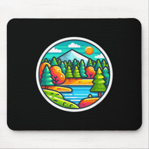 Autumn Lake And Forest Hills Fall Colour Art Natur Mouse Pad
