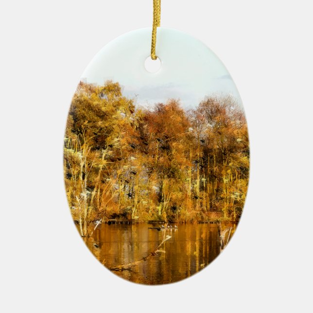 AUTUMN LAKE CERAMIC TREE DECORATION (Front)