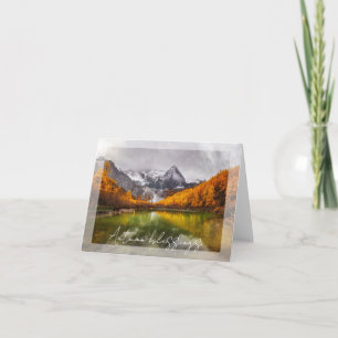 Autumn lake with custom text card