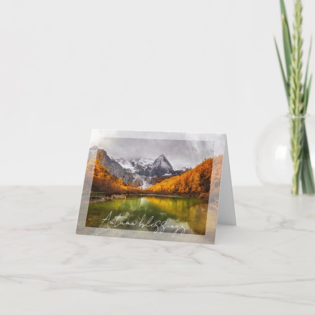 Autumn lake with custom text card (Front)