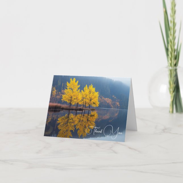 Autumn Lake With Trees Sympathy Thank You Card (Front)