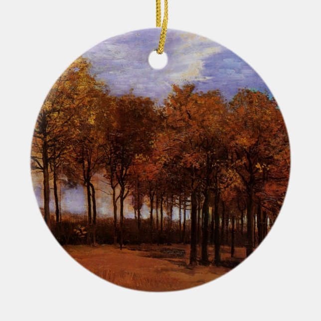 Autumn Landscape by Vincent van Gogh Ceramic Ornament (Front)