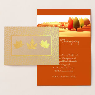 Autumn Landscape Luxury Thanksgiving Real Foil Card