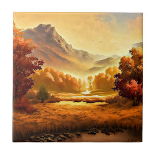 Autumn Landscape Painting-1 Ceramic Tile