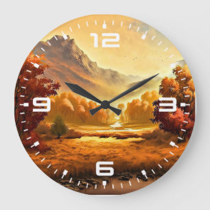 Autumn Landscape Painting-68754 Large Clock