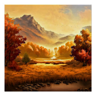 Autumn Landscape Painting-68754 Poster