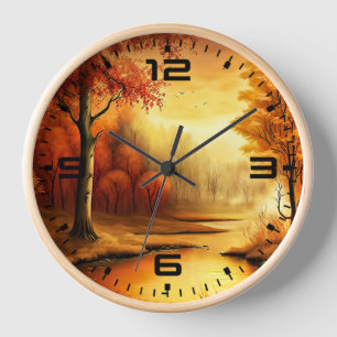 Autumn Landscape Painting-87546 Clock