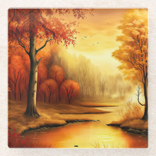 Autumn Landscape Painting-87546 Glass Coaster
