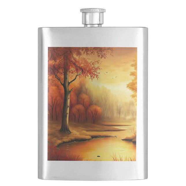 Autumn Landscape Painting-87546 Hip Flask (Front)