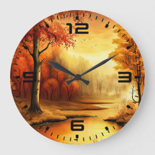 Autumn Landscape Painting-87546 Large Clock