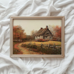 Autumn Landscape Print, Country Cottage Print, Fal Poster